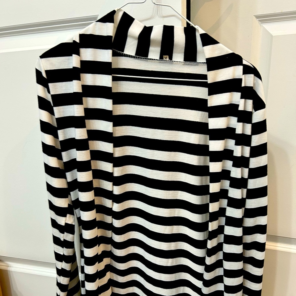 Black & White Striped Cardigan